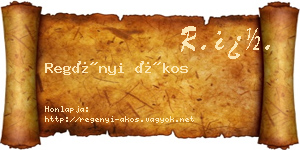 Regényi Ákos névjegykártya
